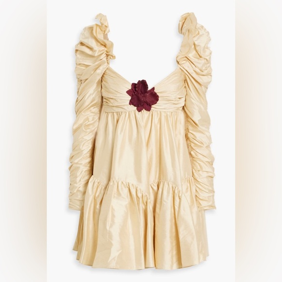 Zimmermann Kaleidoscope Floral Appliqué Silk Long Sleeve Mini Dress AU 0 US4 NWT - Picture 3 of 13